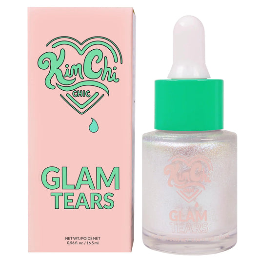 KimChi Chic Beauty Glam Tears Liquid Highlighter Cheek Shimmer and Body Glitter Sun-Kissed and Glowing Skin Pearlescent Finish Vegan Makeup Opal Highlighter 0.56 fl oz