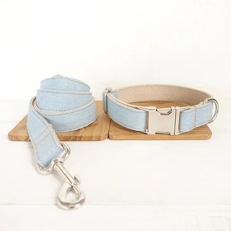 Chic Blue Denim Dog Leash